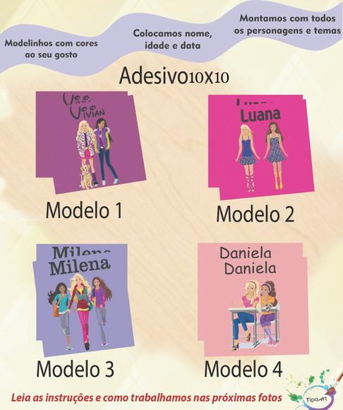 Adesivo Quadradinho 10x10 Cm-barbie