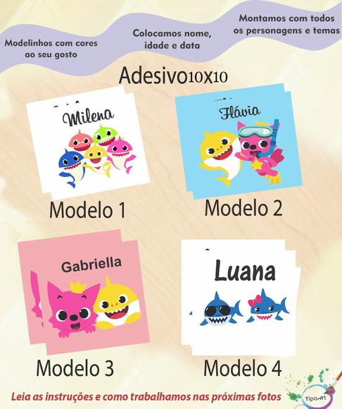 Adesivo Quadradinho 10x10 Cm-baby Shark