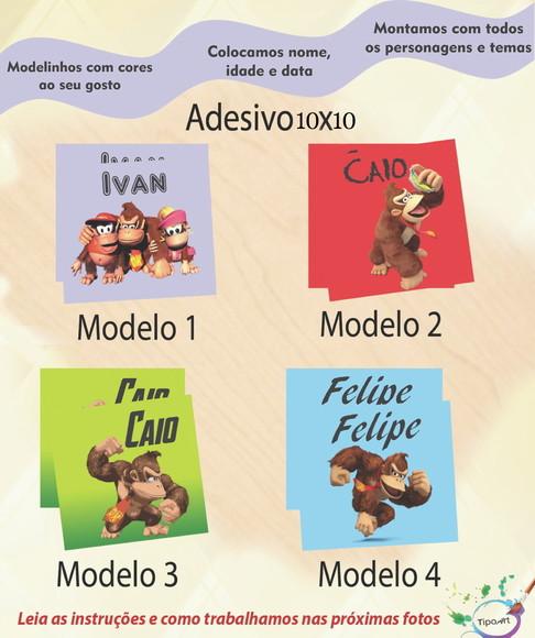 Adesivo Quadradinho 10x10 Cm-donkey Kong