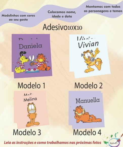 Adesivo Quadradinho 10x10 Cm-garfield