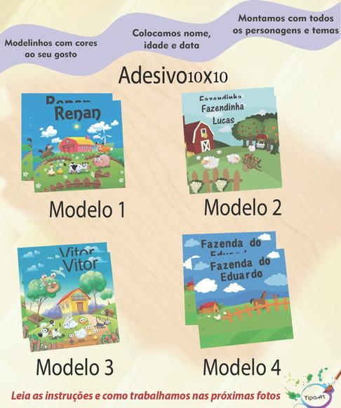 Adesivo Quadradinho 10x10 Cm-fazendinha