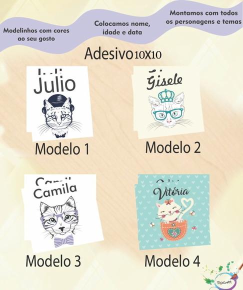 Adesivo Quadradinho 10x10 Cm-gatinho