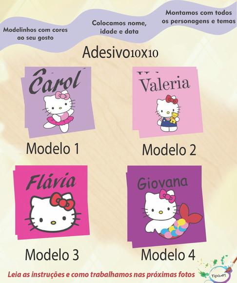 Adesivo Quadradinho 10x10 Cm-hello Kitty