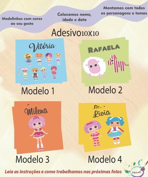 Adesivo Quadradinho 10x10 Cm-lalaloopsy
