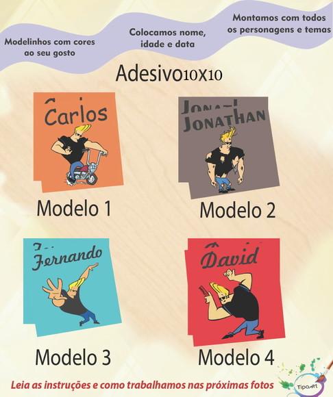 Adesivo Quadradinho 10x10 Cm-johnny Bravo