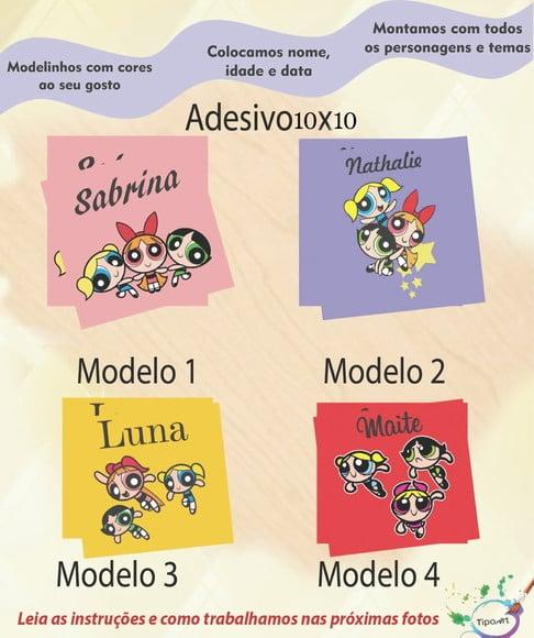 Adesivo Quadradinho 10x10 Cm-menina Super Poderosas
