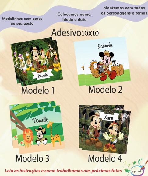 Adesivo Quadradinho 10x10 Cm-mickey Safari