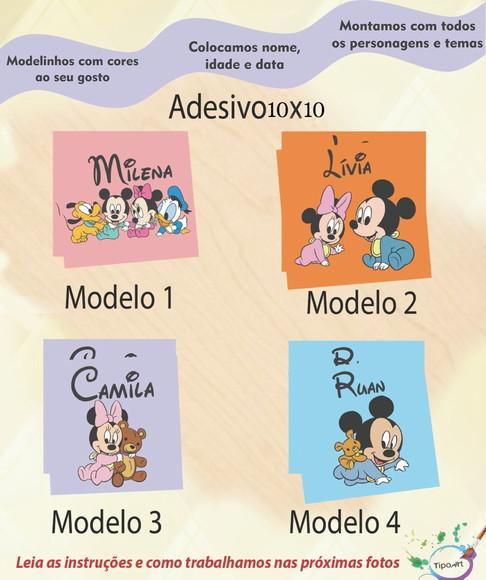 Adesivo Quadradinho 10x10 Cm-mickey Baby