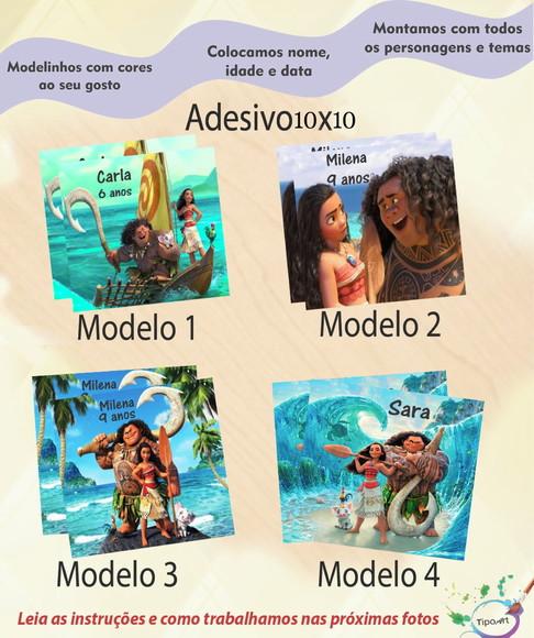 Adesivo Quadradinho 10x10 Cm-moana e Mauí