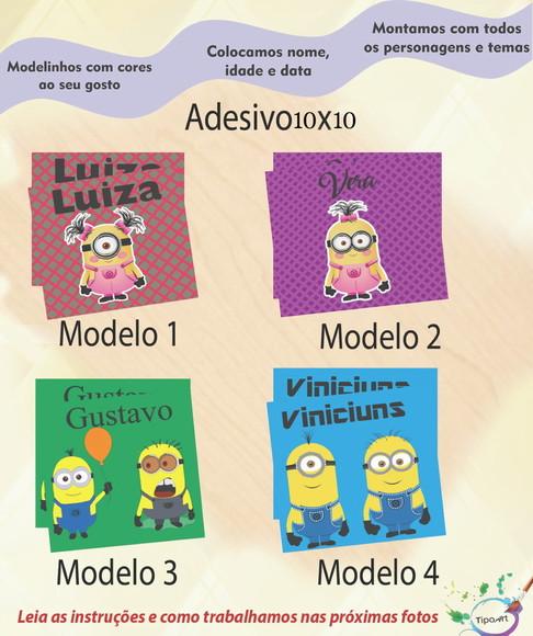 Adesivo Quadradinho 10x10 Cm-minions