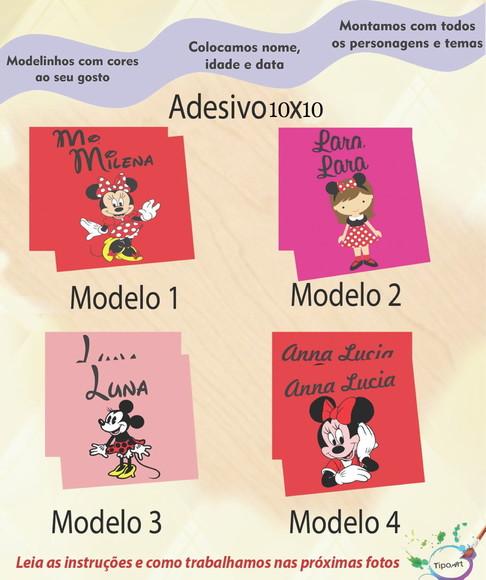 Adesivo Quadradinho 10x10 Cm-minnie