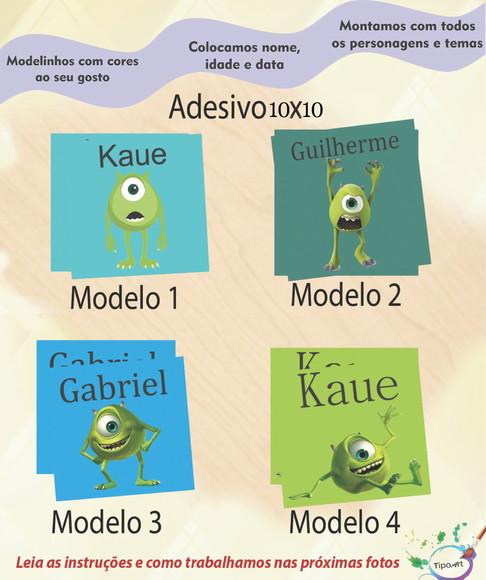 Adesivo Quadradinho 10x10 Cm-mike Wazowski