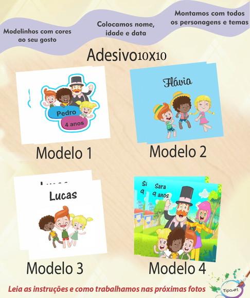 Adesivo Quadradinho 10x10 Cm-mundo Bita