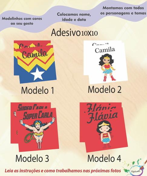 Adesivo Quadradinho 10x10 Cm-mulher Maravilha