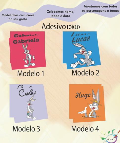 Adesivo Quadradinho 10x10 Cm-pernalonga
