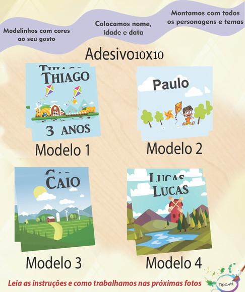 Adesivo Quadradinho 10x10 Cm-pipa e Catavento