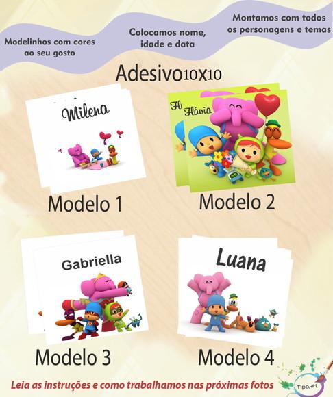 Adesivo Quadradinho 10x10 Cm-pocoyo