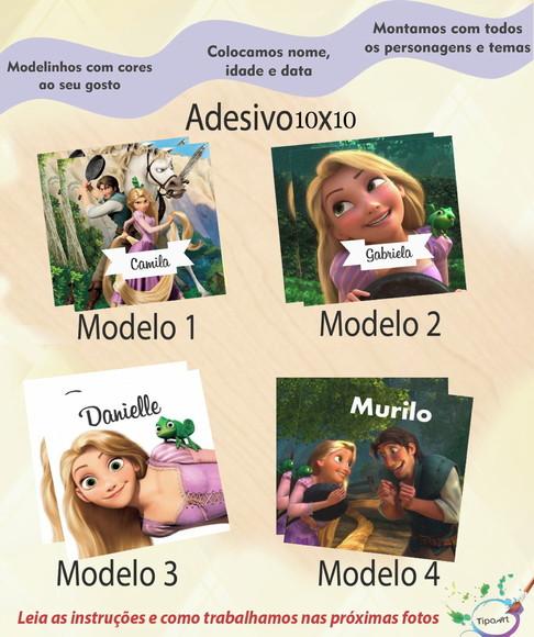 Adesivo Quadradinho 10x10 Cm-rapunzel