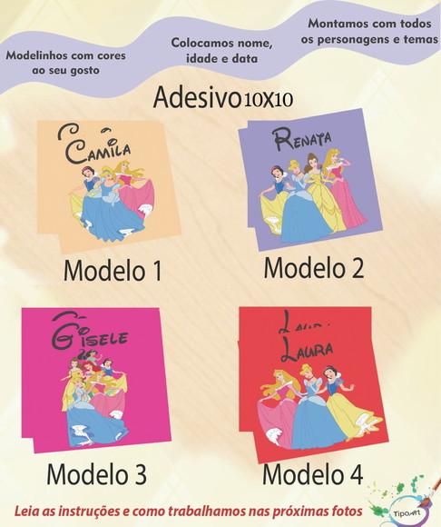Adesivo Quadradinho 10x10 Cm-princesas