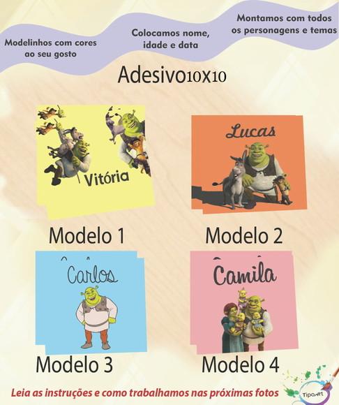 Adesivo Quadradinho 10x10 Cm-shrek