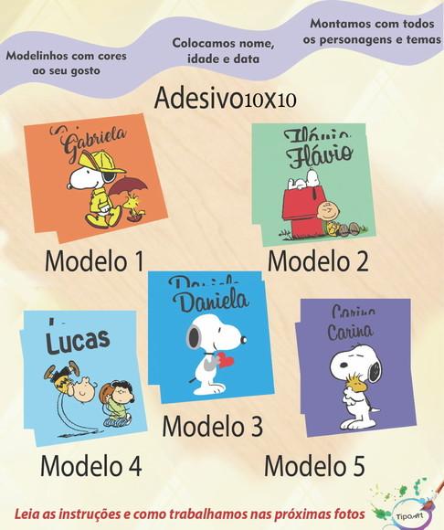 Adesivo Quadradinho 10x10 Cm-snoopy