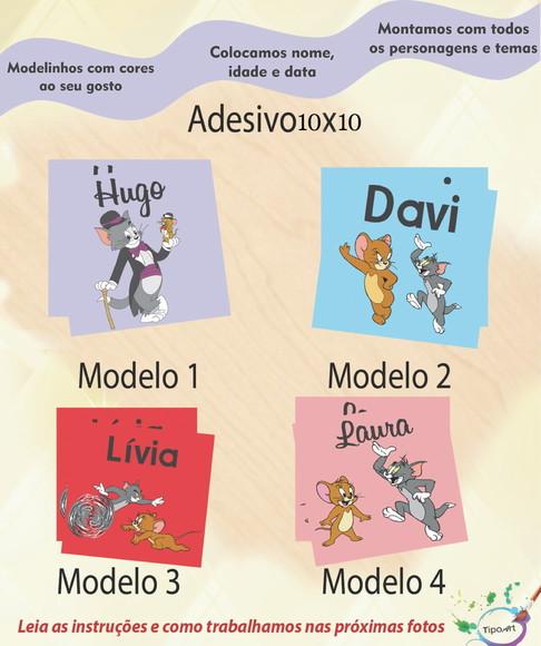 Adesivo Quadradinho 10x10 Cm-tom e Jerry
