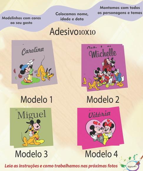 Adesivo Quadradinho 10x10 Cm-turma do Mickey