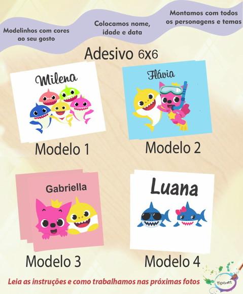 Adesivo Quadrado 6x6-baby Shark