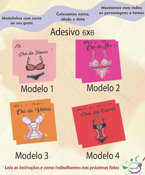 Adesivo Quadrado 6x6-chá de Lingerie#1