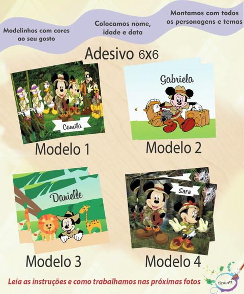 Adesivo Quadrado 6x6-mickey Safari