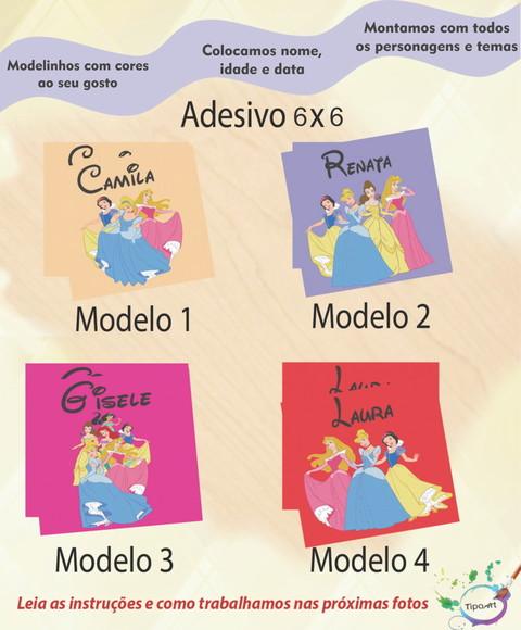 Adesivo Quadrado 6x6-princesas
