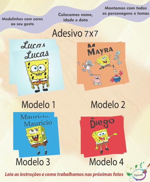 Adesivo Quadrado 7x7-bob Esponja