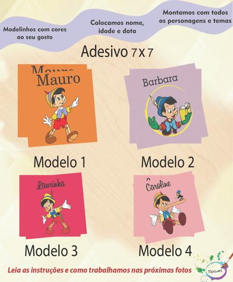 Adesivo Quadrado 7x7-pinoquio
