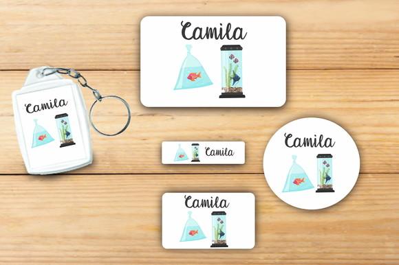 Adesivos Escolar + Chaveiro Acrilico-aquário Mod 1