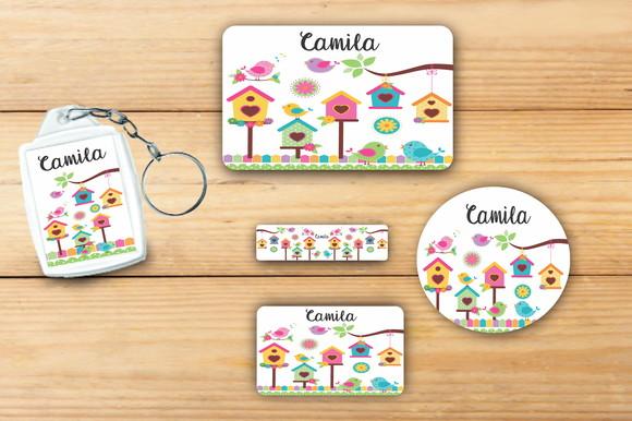Adesivos Escolar + Chaveiro Acrilico-jardim Encantado Mod 1