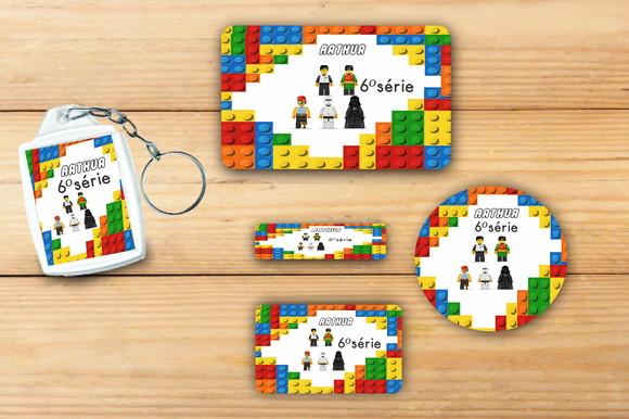 Adesivos Escolar + Chaveiro Acrilico-lego -mod 1