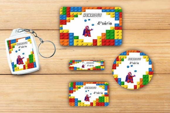 Adesivos Escolar + Chaveiro Acrilico-lego -mod 2