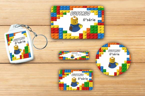 Adesivos Escolar + Chaveiro Acrilico-lego -mod 3