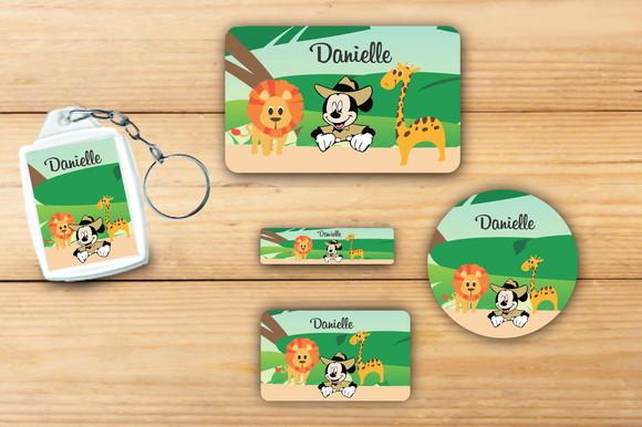 Adesivos Escolar + Chaveiro Acrilico-mickey Safari Mod 3