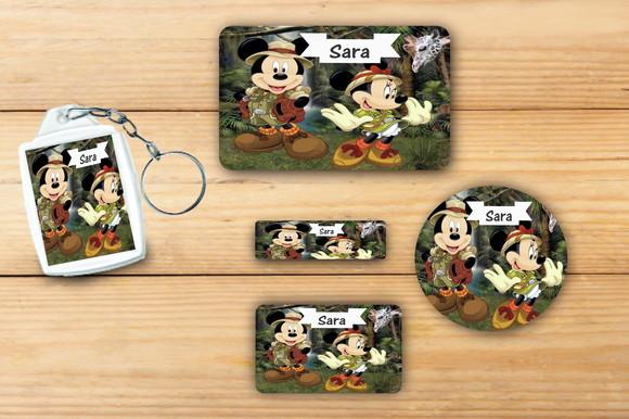 Adesivos Escolar + Chaveiro Acrilico-mickey Safari Mod 4