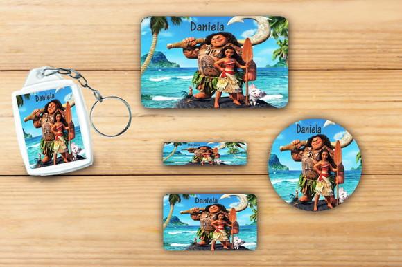 Adesivos Escolar + Chaveiro Acrilico-moana e Mauí-mod 3