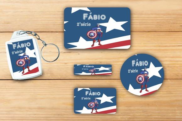Adesivos Escolar+ Chaveiro Acrilico -capitão America-mod 1