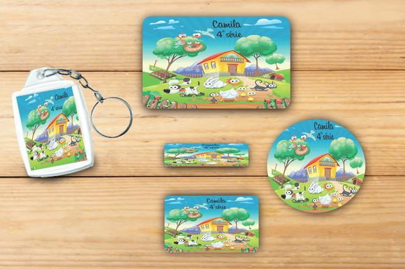 Adesivos Escolar+ Chaveiro Acrilico -fazendinha-mod 2