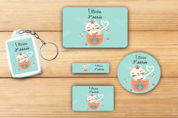 Adesivos Escolar+ Chaveiro Acrilico -gatinho-mod 1