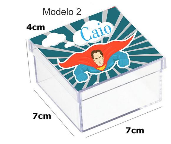 Caixa Acrilica 7x7x4- Super Heroi