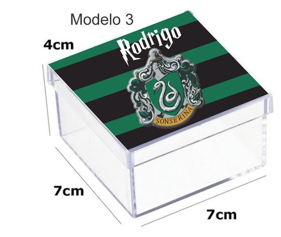 Caixa Acrilica 7x7x4-brasões Hogwarts