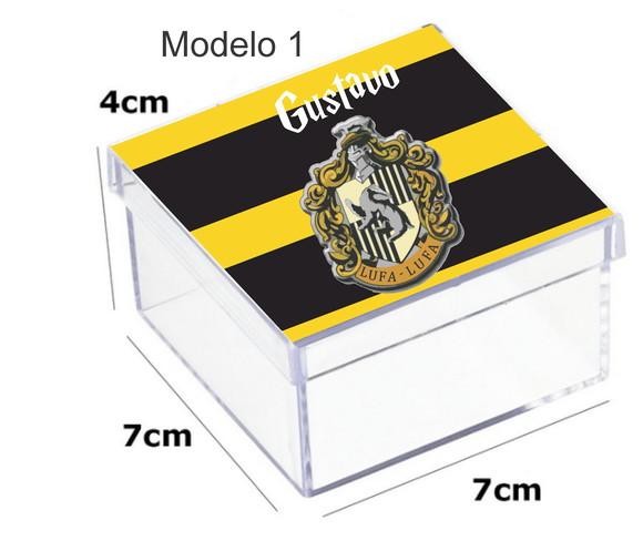 Caixa Acrilica 7x7x4-brasões Hogwarts