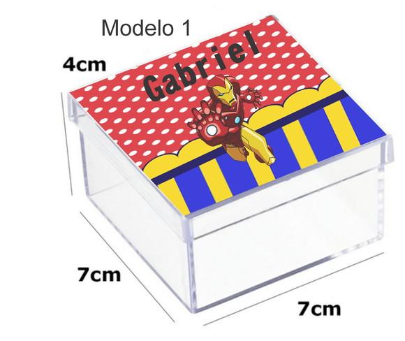 Caixa Acrilica 7x7x4-homem de Ferro
