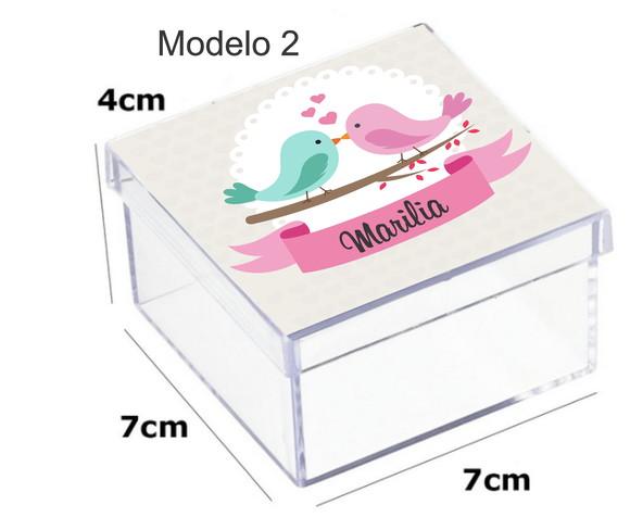 Caixa Acrilica 7x7x4-pássaro