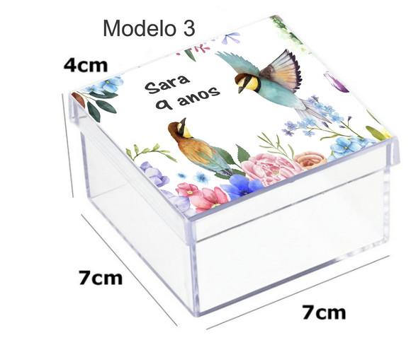 Caixa Acrilica 7x7x4-pássaro